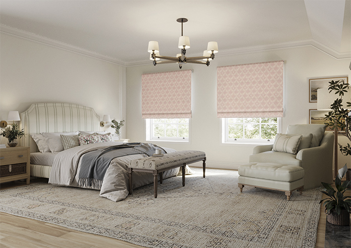 Trellis Prints, Vine and Bloom Rosies Pink - Roman Blind - Image 6